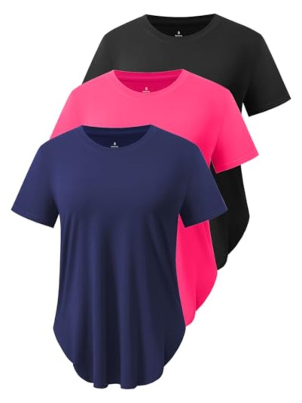 3-Pack Workout Tops UPF 50+ Yoga Short Sleeve Crew Neck
